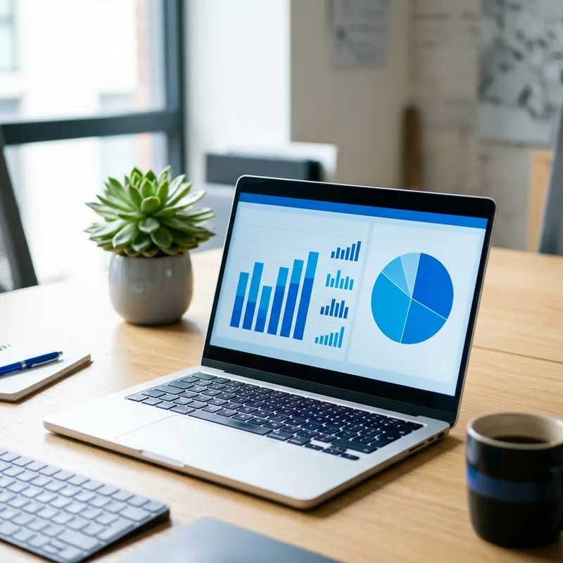 Ordinateur affichant des indicateurs de performance